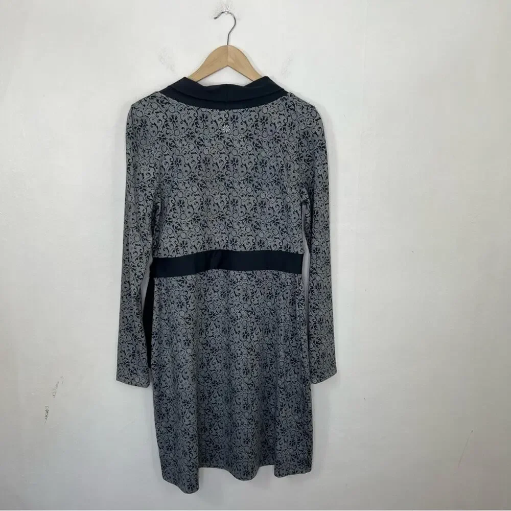 Athleta Wellington Gray Floral Faux Wrap Yoga Dress Size Medium